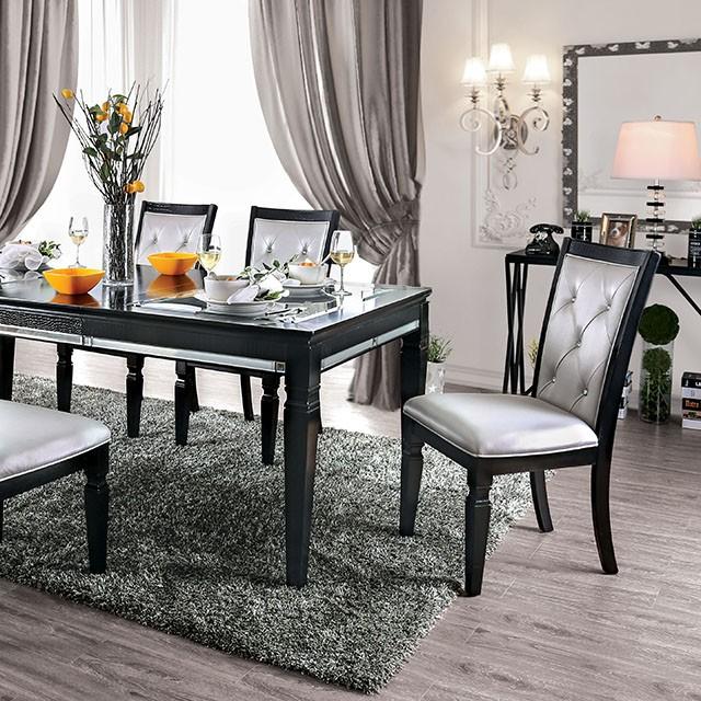 Alena Black/Silver Dining Table Alena Black/Silver Dining Table Half Price Furniture