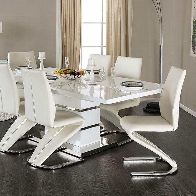 Midvale White/Chrome Dining Table  Las Vegas Furniture Stores