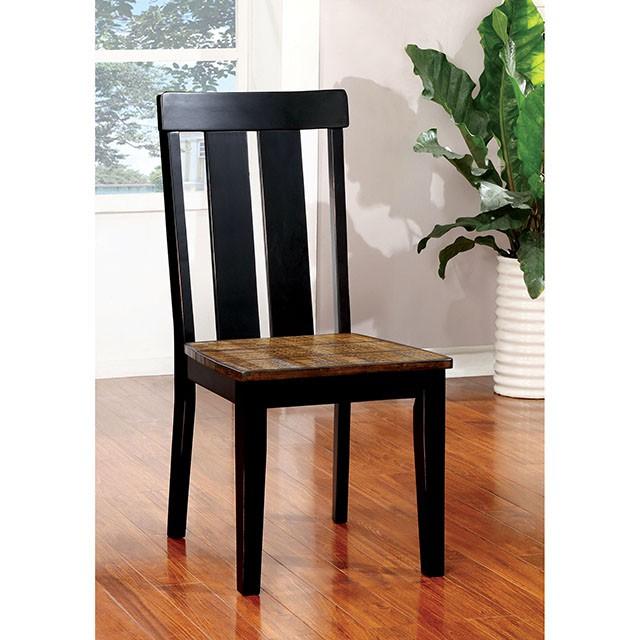 ALANA Antique Oak/Black Side Chair (2/CTN)  Las Vegas Furniture Stores