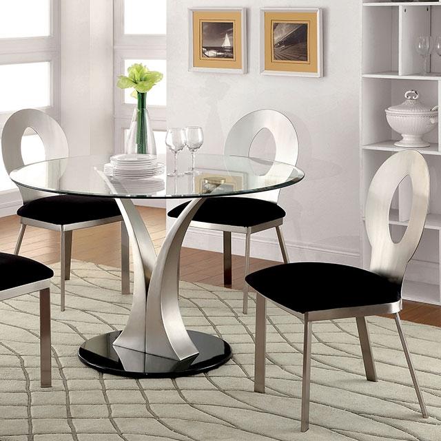 VALO Silver/Black Round Dining Table  Las Vegas Furniture Stores