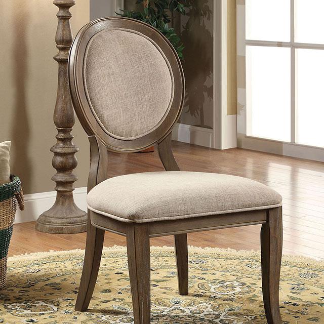 Kathryn Rustic Dark Oak/Beige Side Chair (2/CTN)  Las Vegas Furniture Stores