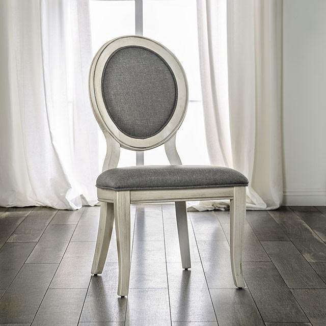 Kathryn Antique White/Gray Side Chair, Antique White (2/CTN)  Las Vegas Furniture Stores