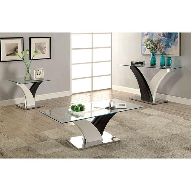 SLOANE White/Dark Gray/Chrome Coffee Table  Las Vegas Furniture Stores