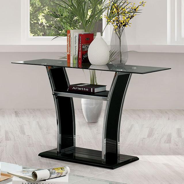 Staten Glossy Black/Chrome Sofa Table Staten Glossy Black/Chrome Sofa Table Half Price Furniture