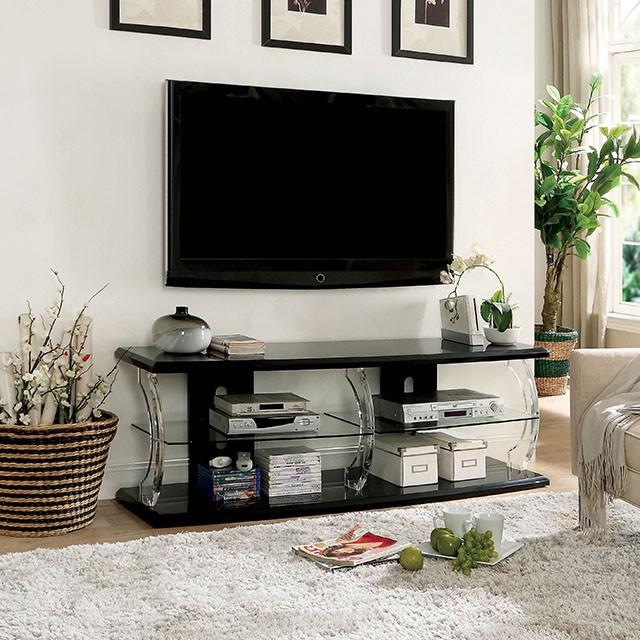 Ernst Black/Clear 60" TV Stand Ernst Black/Clear 60" TV Stand Half Price Furniture