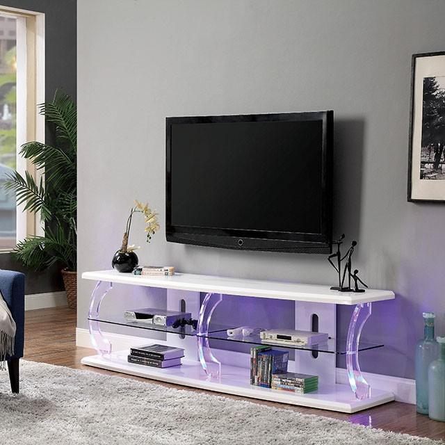 Ernst White/Clear 60" TV Stand  Las Vegas Furniture Stores