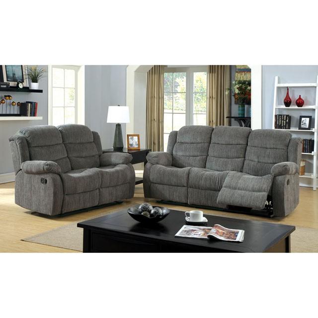 MILLVILLE Gray Love Seat w/ 2 Recliners  Las Vegas Furniture Stores