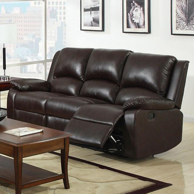 Oxford Rustic Dark Brown Motion Sofa  Las Vegas Furniture Stores