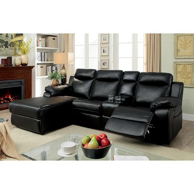 HARDY Black Sectional w/ Console, Black HARDY Black Sectional w/ Console, Black Half Price Furniture