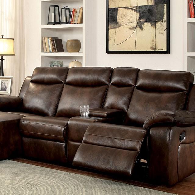 Hardy Brown Sectional w/ Console, Brown Hardy Brown Sectional w/ Console, Brown Half Price Furniture