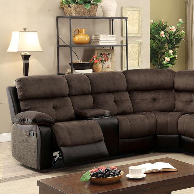Hadley II Brown/Black Sectional w/ 2 Consoles Hadley II Brown/Black Sectional w/ 2 Consoles Half Price Furniture