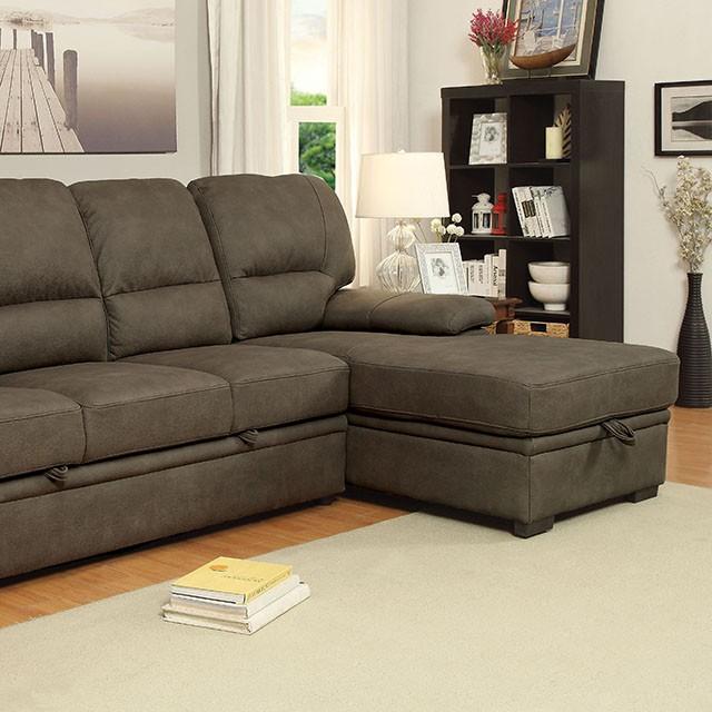 ALCESTER Brown Sectional w/ Sleeper, Ash Brown  Las Vegas Furniture Stores