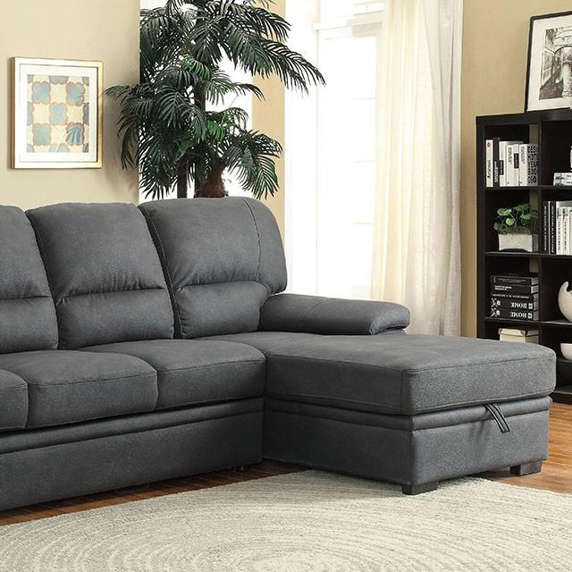 ALCESTER Graphite Sectional w/ Sleeper, Graphite  Las Vegas Furniture Stores