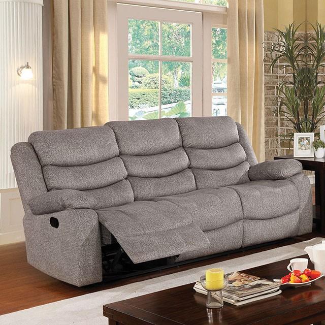 Castleford Light Gray Sofa w/ 2 Recliners  Las Vegas Furniture Stores