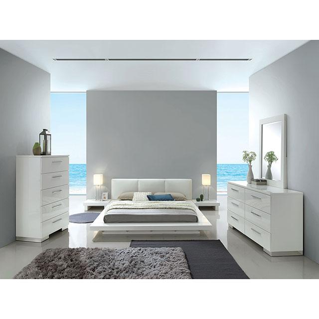 Christie Glossy White Cal.King Bed  Las Vegas Furniture Stores