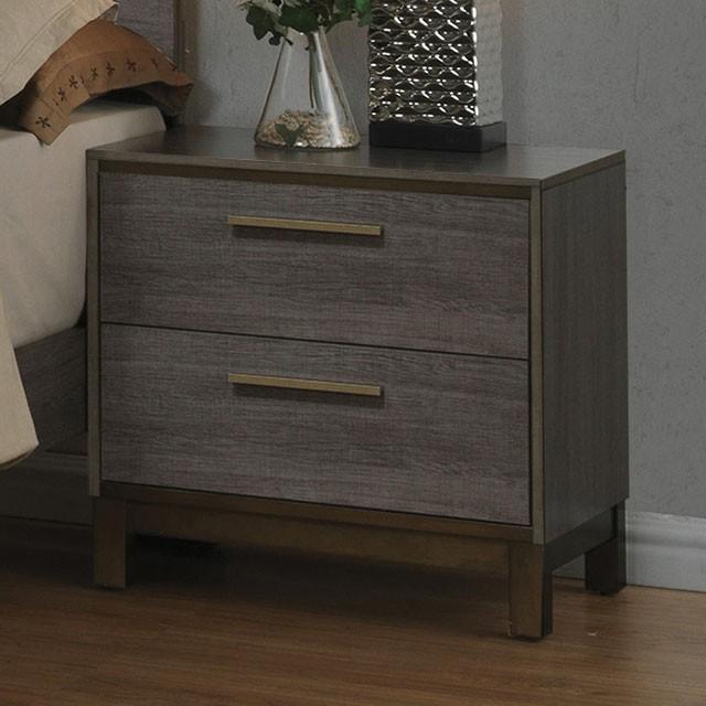 MANVEL Two-Tone Antique Gray Night Stand  Las Vegas Furniture Stores