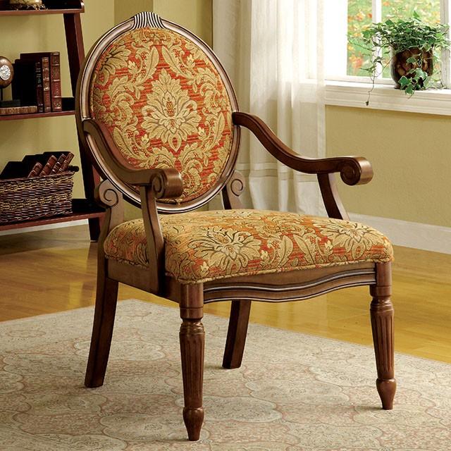 Hammond Tan/Orange Pattern Accent Chair  Las Vegas Furniture Stores