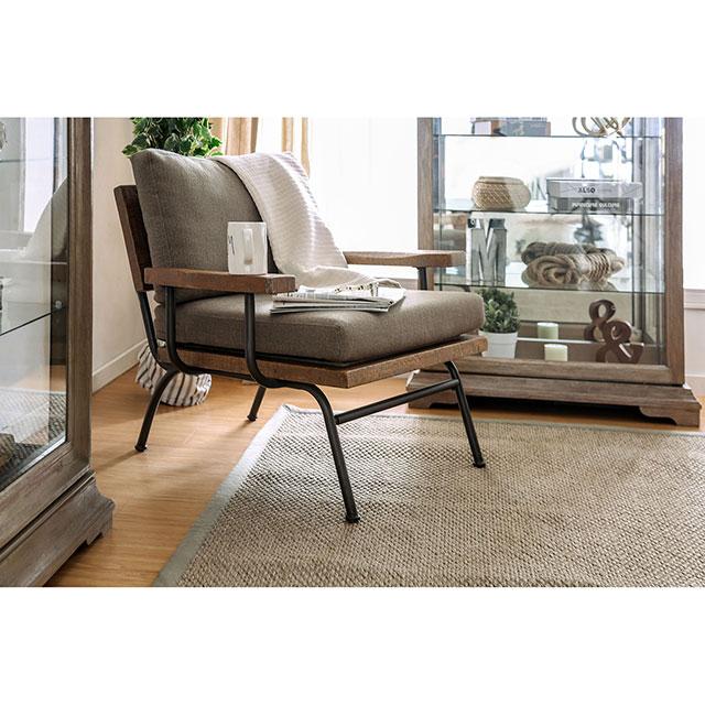 Santiago Light Brown/Dark Oak Accent Chair  Las Vegas Furniture Stores