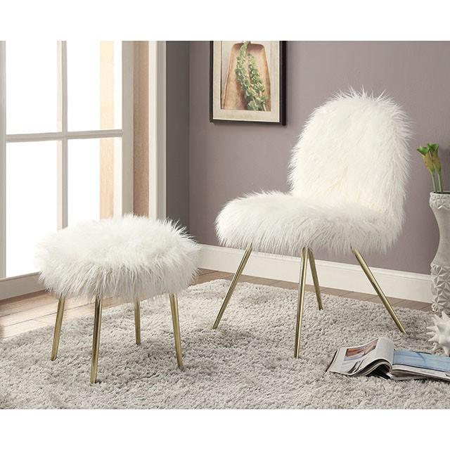 Caoimhe White/Gold Accent Chair  Las Vegas Furniture Stores