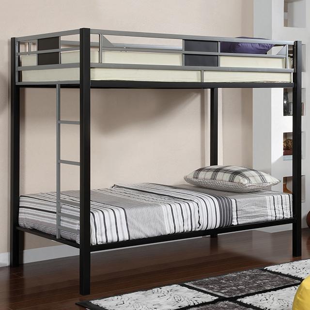 Clifton Silver/Gun Metal Twin/Twin Bunk Bed Clifton Silver/Gun Metal Twin/Twin Bunk Bed Half Price Furniture