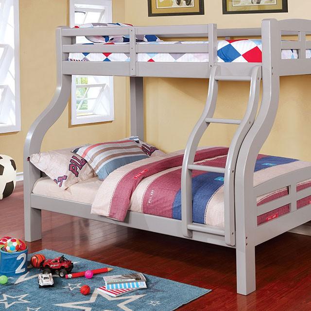 SOLPINE Gray Twin/Full Bunk Bed SOLPINE Gray Twin/Full Bunk Bed Half Price Furniture