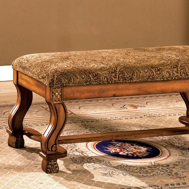 Vale Royal Antique Oak/Pattern Bench  Las Vegas Furniture Stores