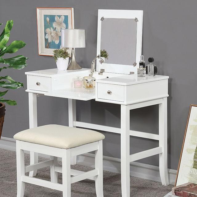 Kelis White Vanity w/ Stool Kelis White Vanity w/ Stool Half Price Furniture