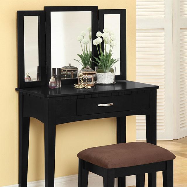 Potterville Black Vanity Table w/ Stool Potterville Black Vanity Table w/ Stool Half Price Furniture