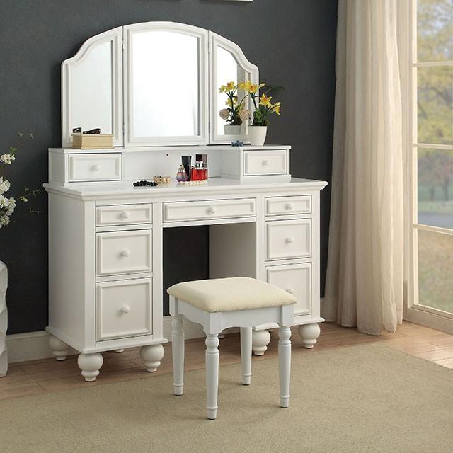 ATHY White Vanity w/ Stool ATHY White Vanity w/ Stool Half Price Furniture