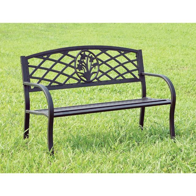 MINOT Black Patio Steel Bench MINOT Black Patio Steel Bench Half Price Furniture