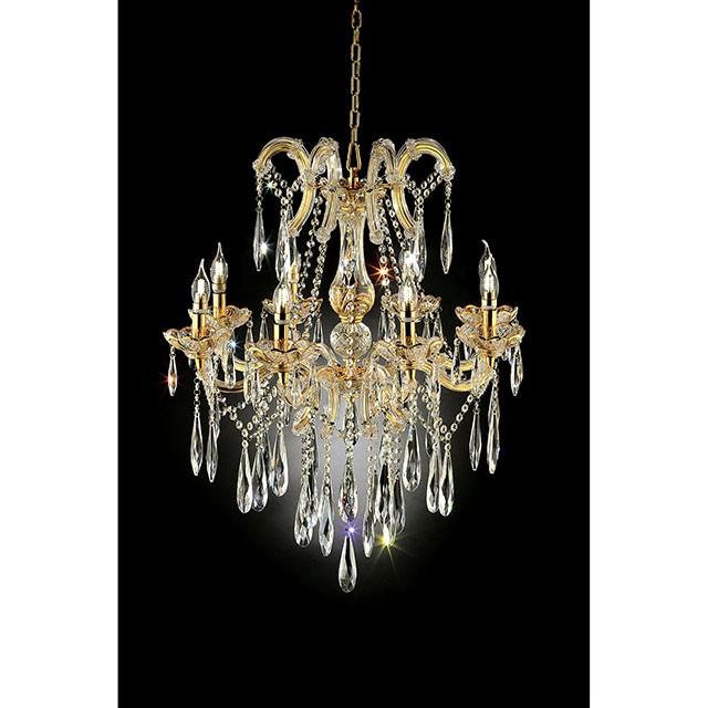 Christiana Gold 35"H Ceiling Lamp Gold, Hanging Crystal Christiana Gold 35"H Ceiling Lamp Gold, Hanging Crystal Half Price Furniture