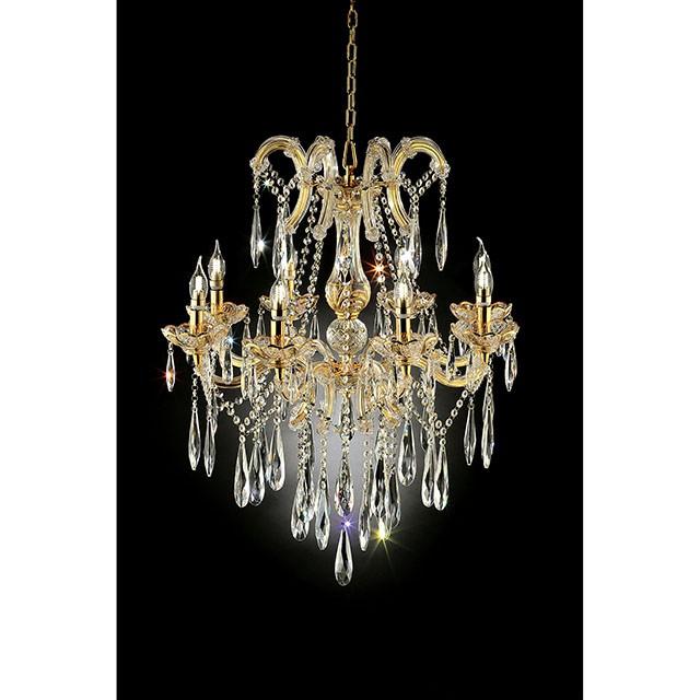 Christiana Gold 35"H Ceiling Lamp Gold, Hanging Crystal Half Price Furniture
