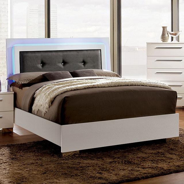 CLEMENTINE Glossy White Full Bed Half Price Furniture