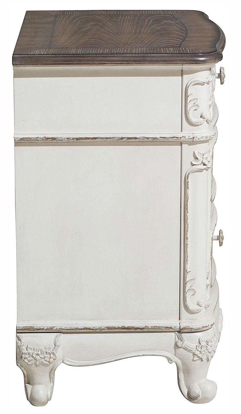 Homelegance Cinderella Night Stand in Antique White with Grey Rub-Through 1386NW-4 - Nightstand - Half Price Furniture