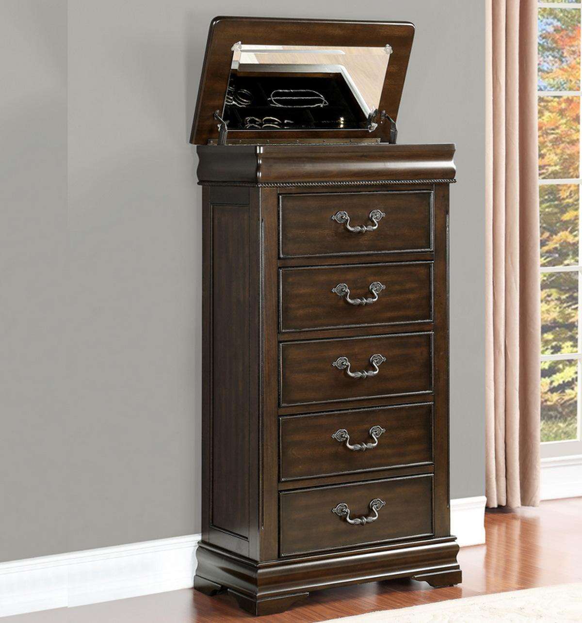 Homelegance Mont Belvieu Lift-Top Lingerie Chest in Dark Cherry 1869-12 - Chest - Half Price Furniture