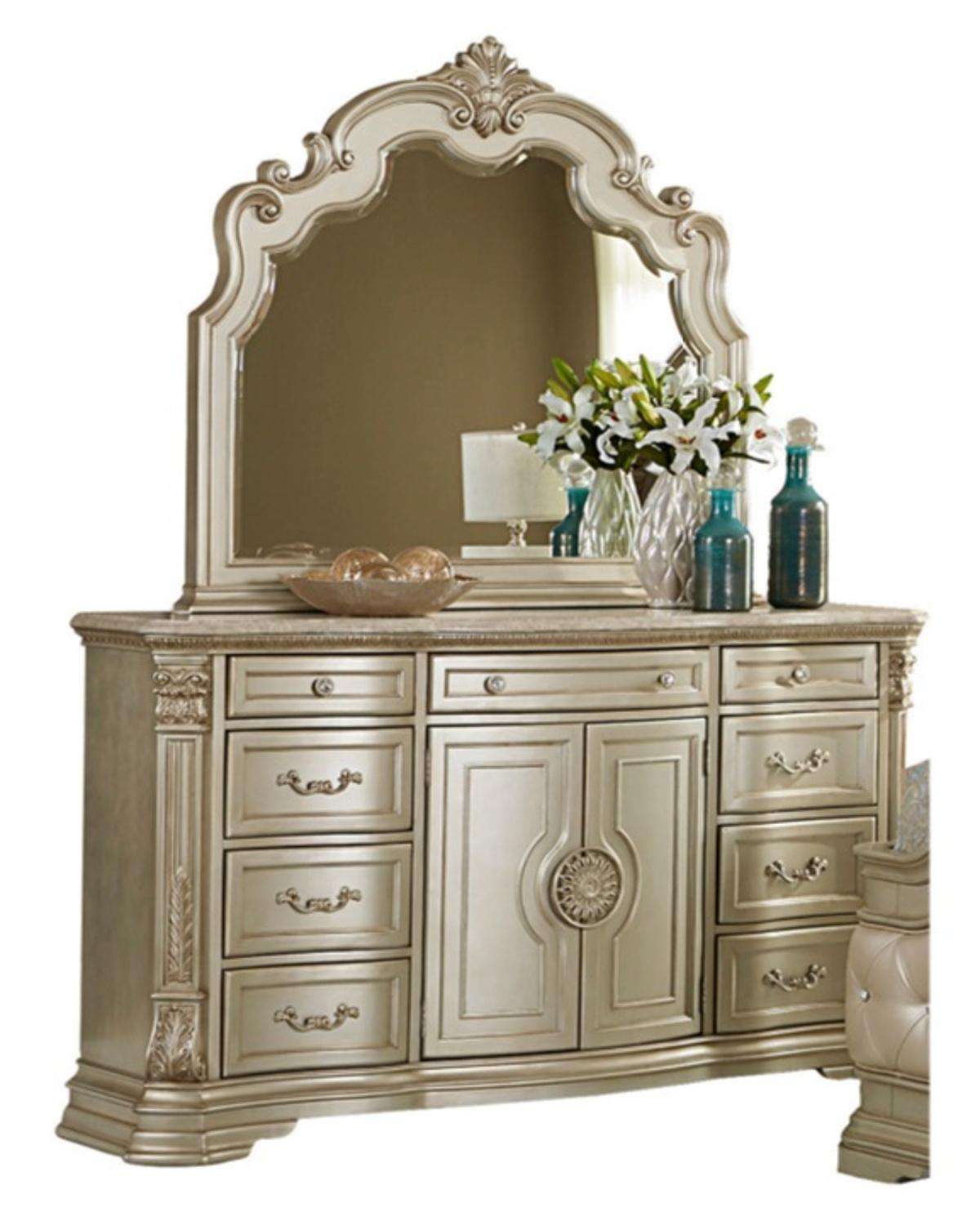 Homelegance Antoinetta Mirror in Champagne Wood 1919NC-6 - Mirror - Half Price Furniture
