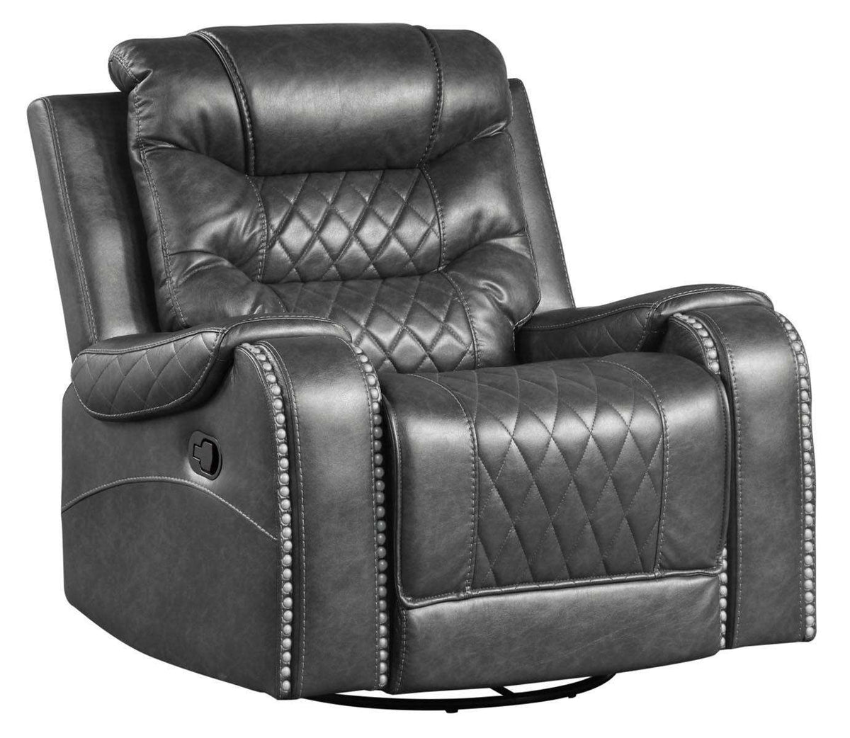 Homelegance Furniture Putnam Swivel Glider Reclining Chair in Gray 9405GY-1 Half Price Furniture
