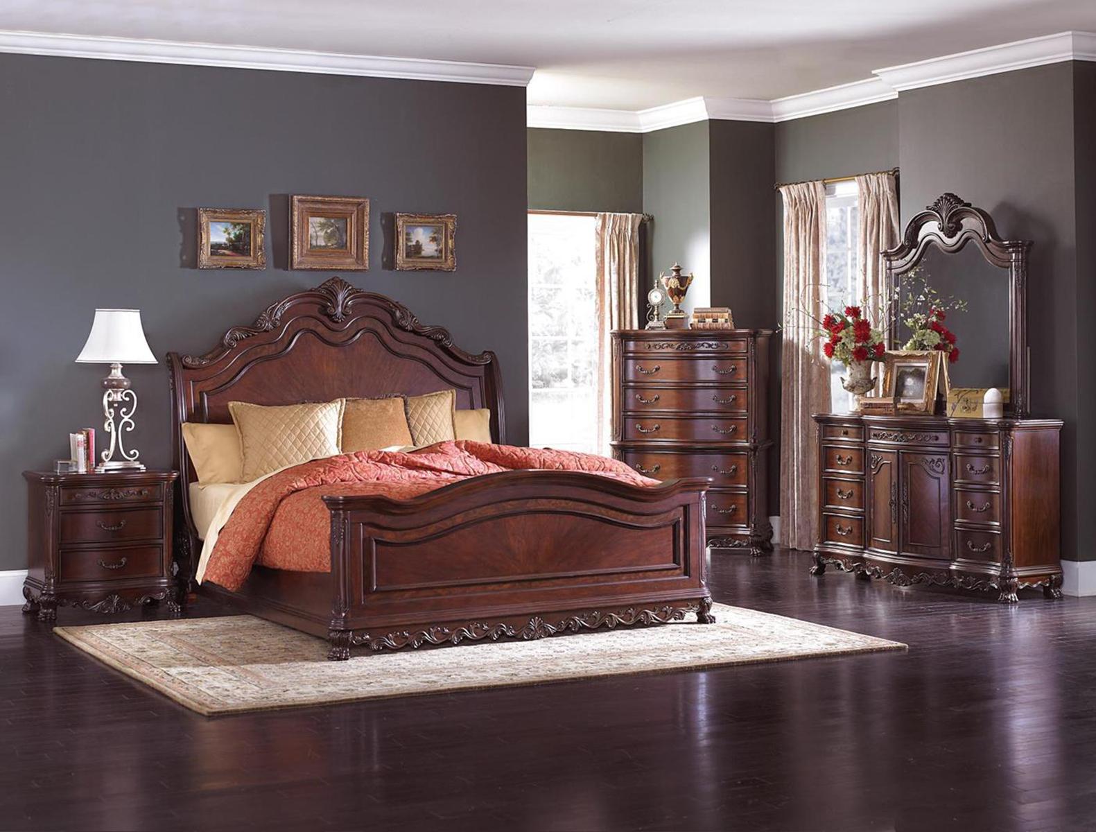 Homelegance Deryn Park Queen Sleigh Bed in Cherry 2243SL-1 - Bed - Half Price Furniture