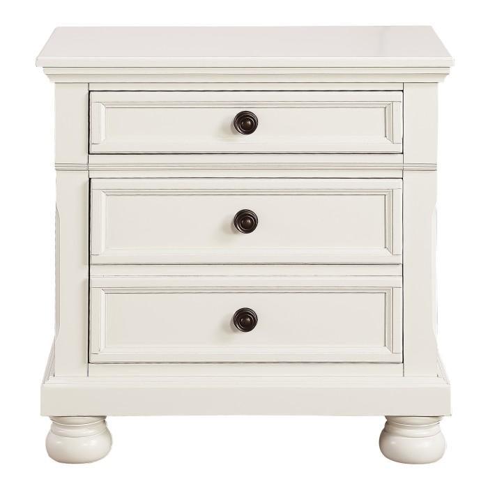 Homelegance Laurelin 3 Drawer Nightstand in White 1714W-4 Half Price Furniture