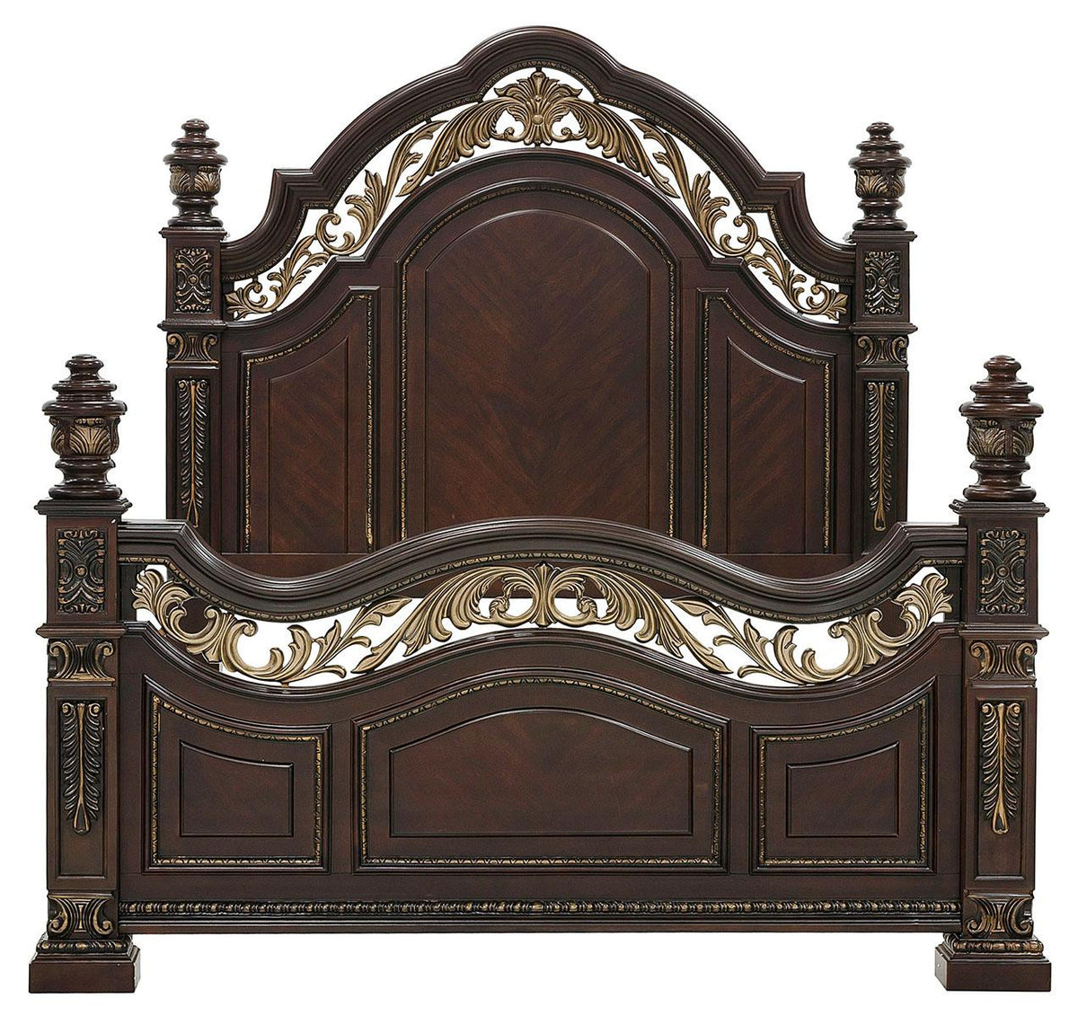 Homelegance Catalonia Queen Poster Bed in Cherry 1824-1 - Bed - Half Price Furniture