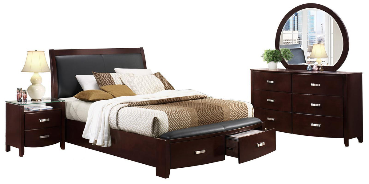 Homelegance Lyric King Sleigh Storage Bed in Dark Espresso 1737KNC-1EK - Bed - Half Price Furniture
