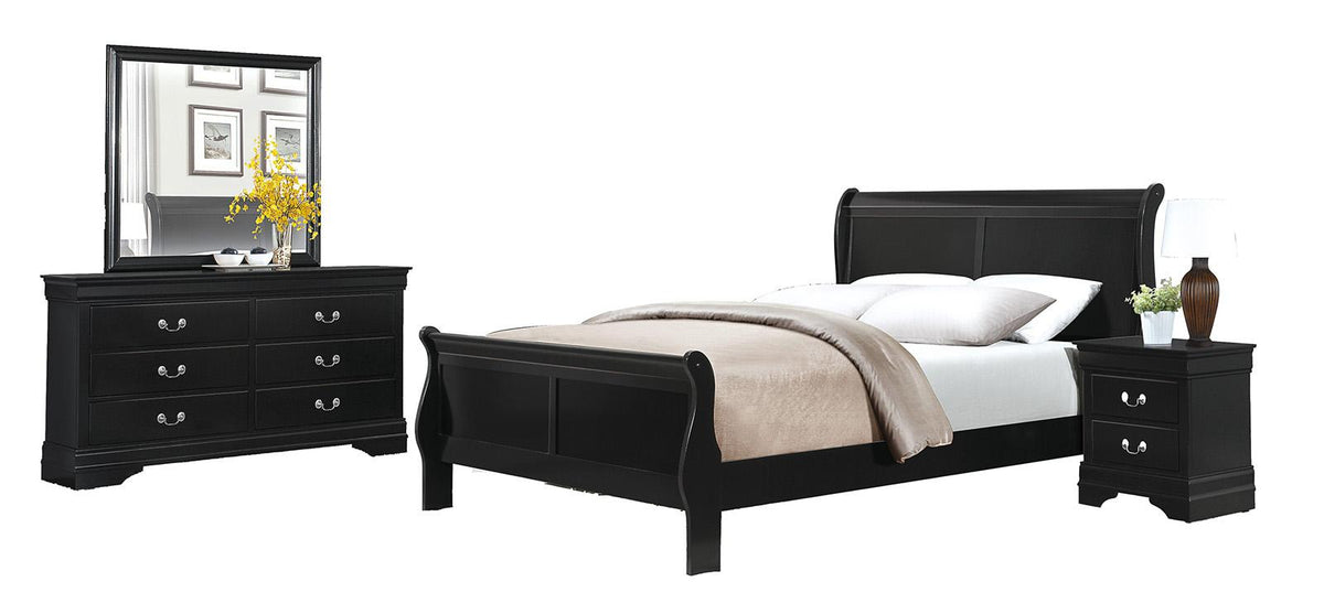 Homelegance Mayville Queen Sleigh Bed in Black 2147BK-1 - Bed - Half Price Furniture
