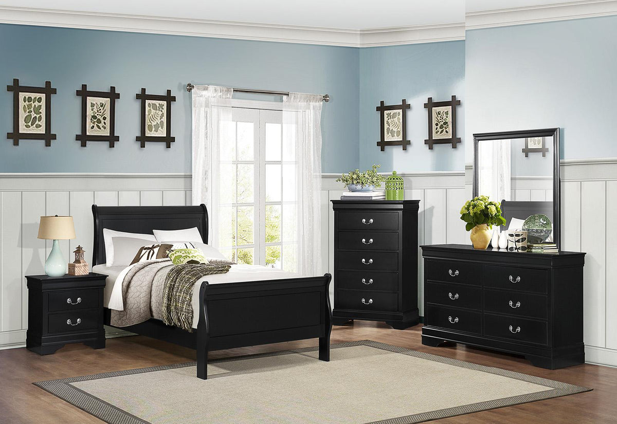 Homelegance Mayville Twin Sleigh Bed in Black 2147TBK-1 - Bed - Half Price Furniture
