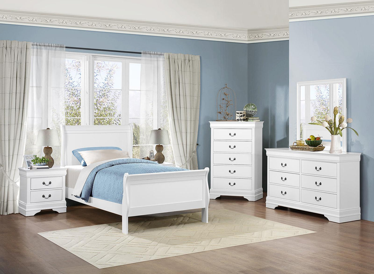 Homelegance Mayville Twin Sleigh Bed in White 2147TW-1 Half Price Furniture