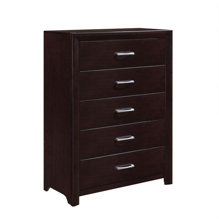 Homelegance Edina 5 Drawer Chest in Espresso-Hinted Cherry 2145-9 Half Price Furniture