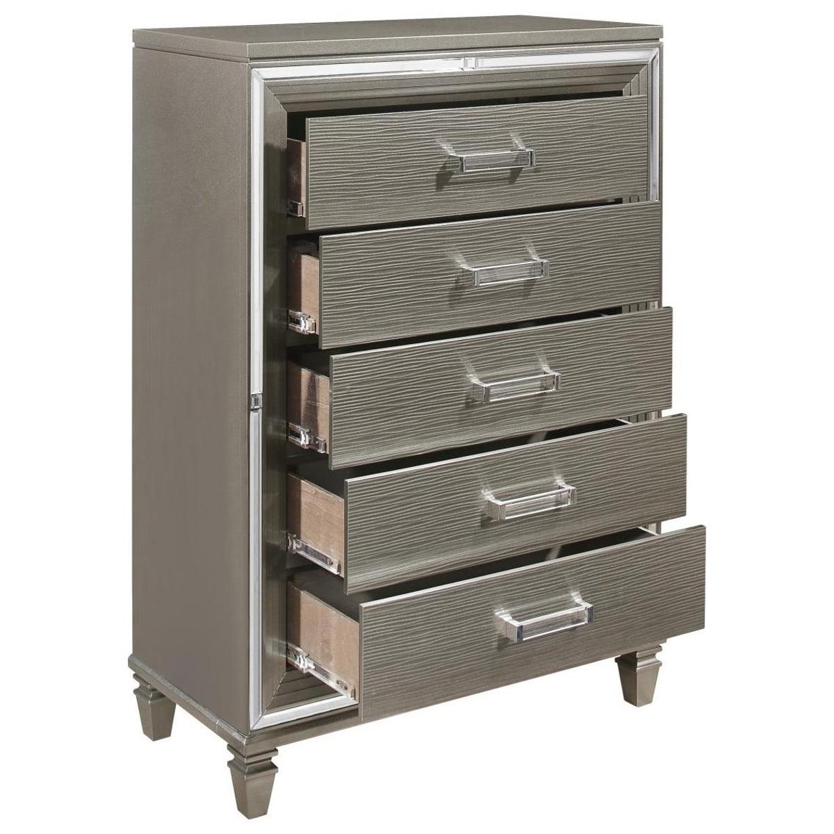 Homelegance Tamsin Chest in Silver Grey Metallic 1616-9 - Chest - Half Price Furniture