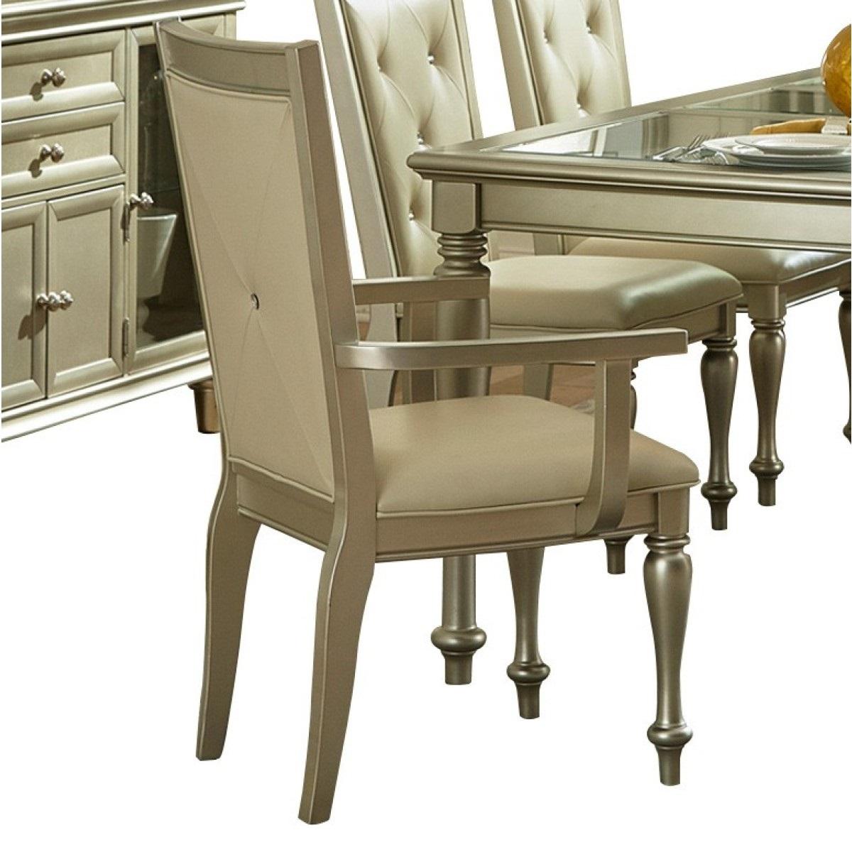Homelegance Celandine Arm Chair in Silver (Set of 2) - Dining Chair - Half Price Furniture