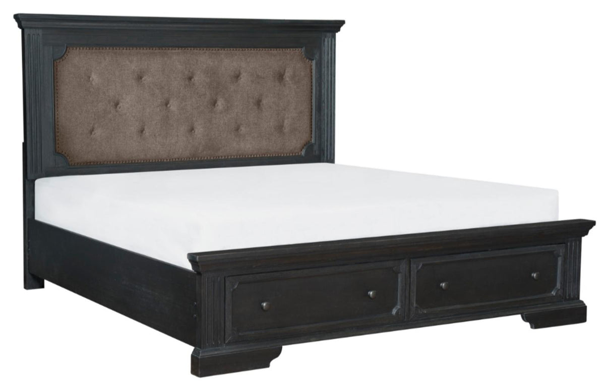 Homelegance Bolingbrook Queen Upholstered Storage Platform Bed in Coffee 1647-1* - Bed - Half Price Furniture