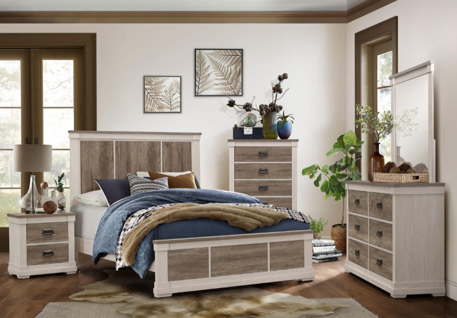 Homelegance Arcadia King Panel Bed in White & Weathered Gray 1677K-1EK* Half Price Furniture