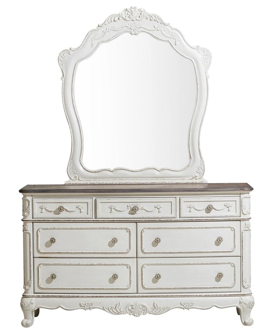 Homelegance Cinderella 7 Drawer Dresser in Antique White with Grey Rub-Through 1386NW-5 - Dresser - Half Price Furniture